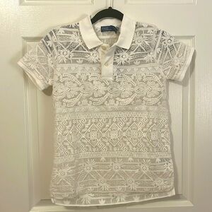 POLO RALPH LAUREN GEOMETRIC LACE POLO SHIRT SIZE XXS ❤️RETAILS FOR $398